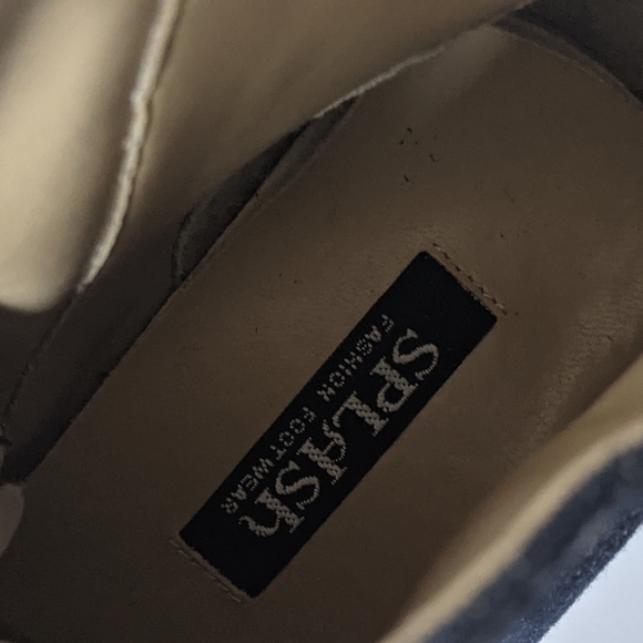 Vintage Y2K Splash Dark Blue Denim Heeled Booties Square Point Toe Boots Size 6 - Picture 9 of 9